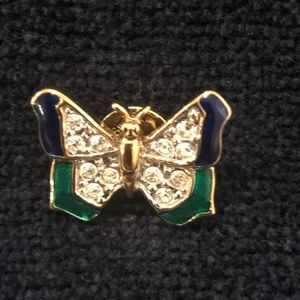 Carolee vintage pin.. gold tone with rhinestones and enamel. Butterfly motif